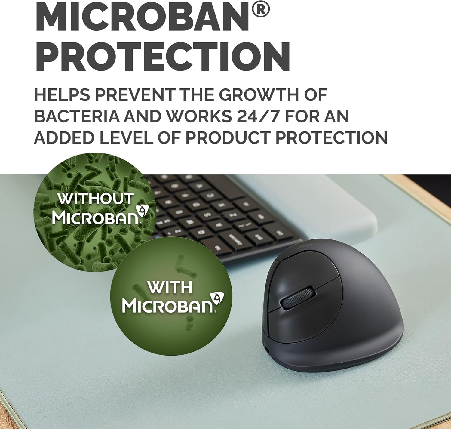 Fellowes Ratón Vertical Ergonómico Breyta Plus Grande para Zurdos – Bluetooth inalámbrico, dongle inalámbrico o Cable, Contenido Reciclado, protección antimicrobiana Microban, batería Recargable