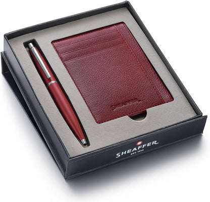 Sheaffer Gift Set VFM 9403 Excessive Red Ballpoint Pen with Scarlet Blaze Credit Card Holder | Premium Gift Sets