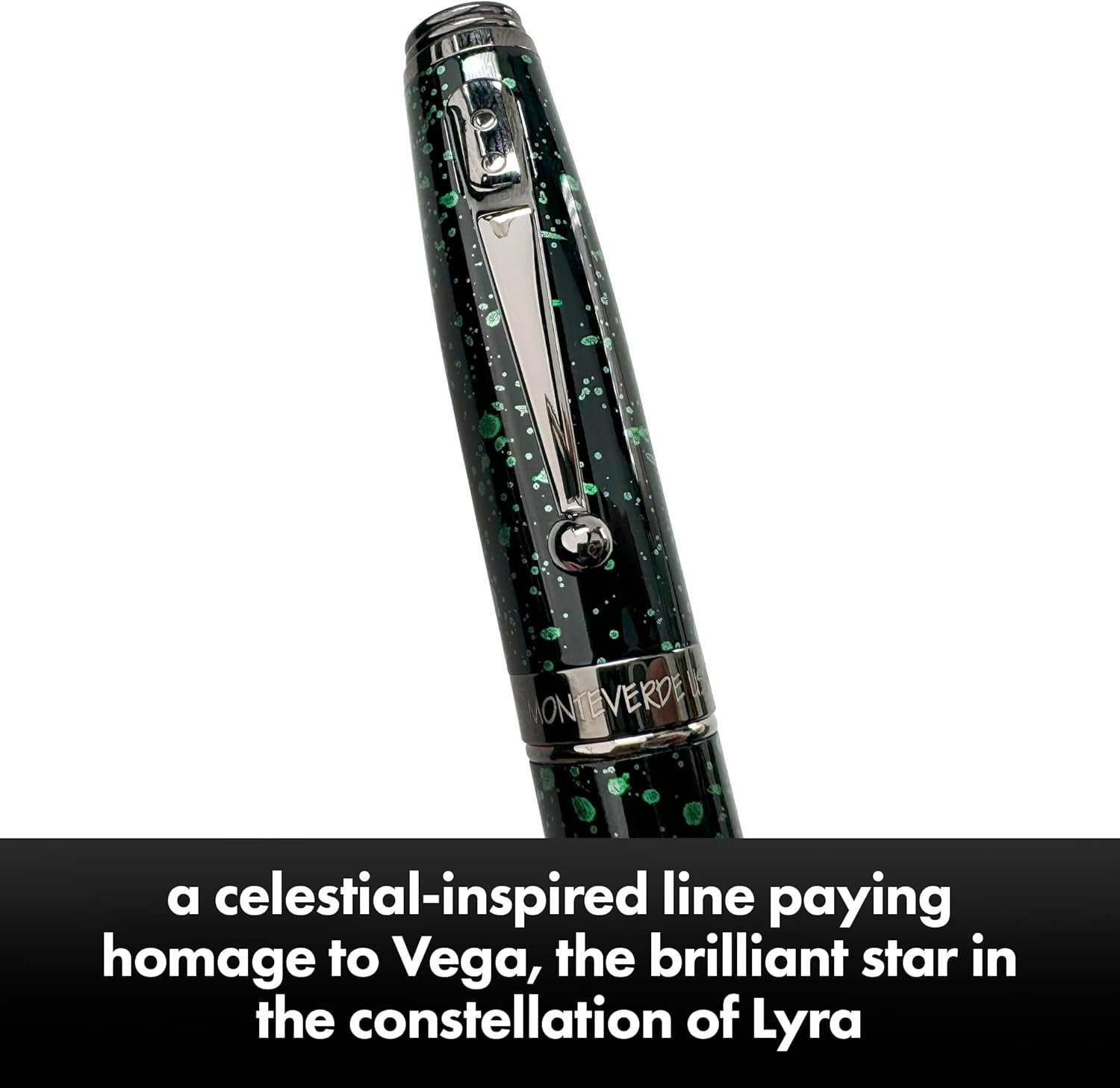Monteverde USA Invincia Vega Ballpoint Pen - Starlight Green, Multicolor Plated Finish, Eye-Catching Writing Instrument