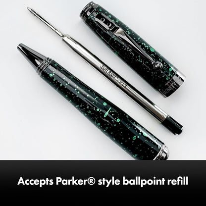 Monteverde USA Invincia Vega Ballpoint Pen - Starlight Green, Multicolor Plated Finish, Eye-Catching Writing Instrument