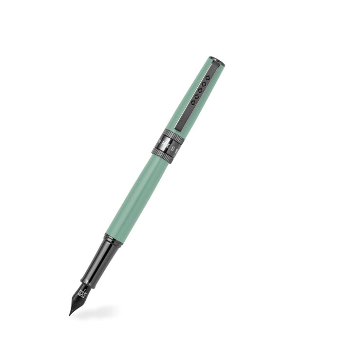 Tom Hessin Rebel Collection Cambridge Blue Fountain Pen With Gunmetal Trim & PVD Black Medium Nib