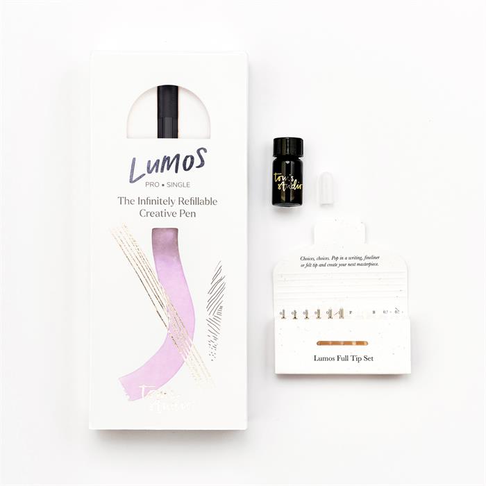 Tom's Studio Lumos Refillable Fineliner & Brush Pen - Single Tip - All Black (New Packaging)