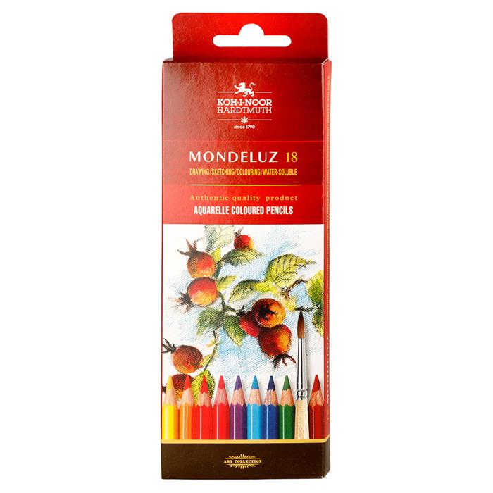 Koh I Noor set of MONDELUZ aquarelle coloured pencils 3717 - pack of 18 pencils - Fruit Design