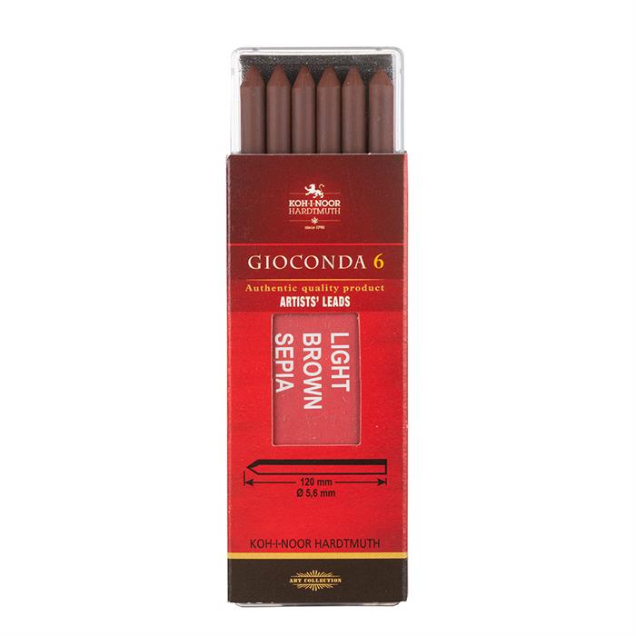 Koh I Noor set of GIOCONDA drawing chalks 5.6mm x 120mm 4377 sepia light brown - pack of 6 chalks