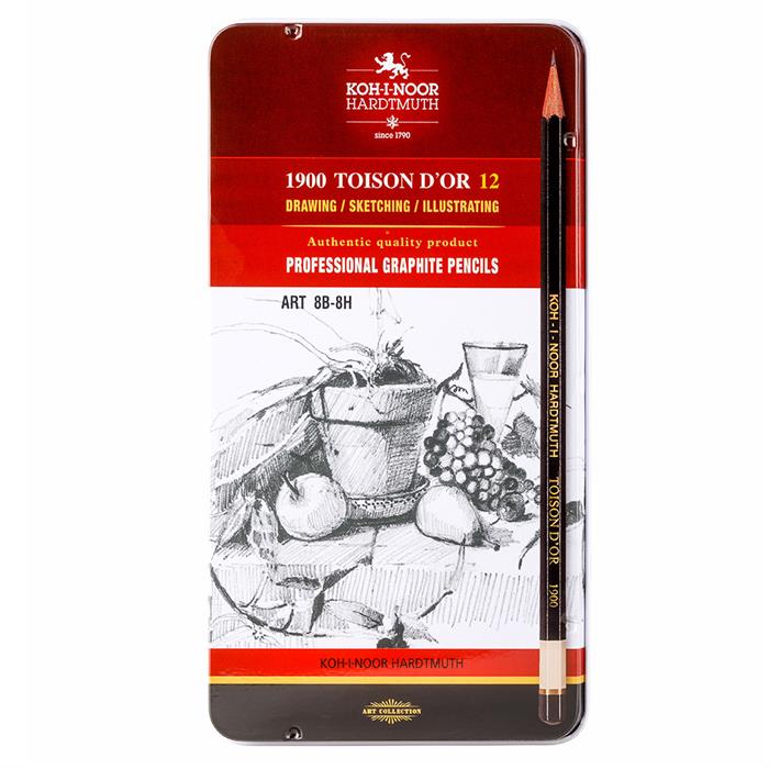 Koh I Noor set of TOISON D'OR Professional graphite pencils 1902 - tin of 12 pencils - 8B-8H