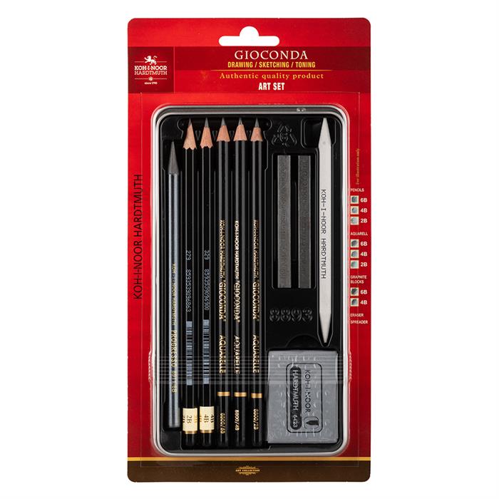 Koh I Noor GIOCONDA black and white set for sketching  8893 - blisertcard of 10 pieces assorted content