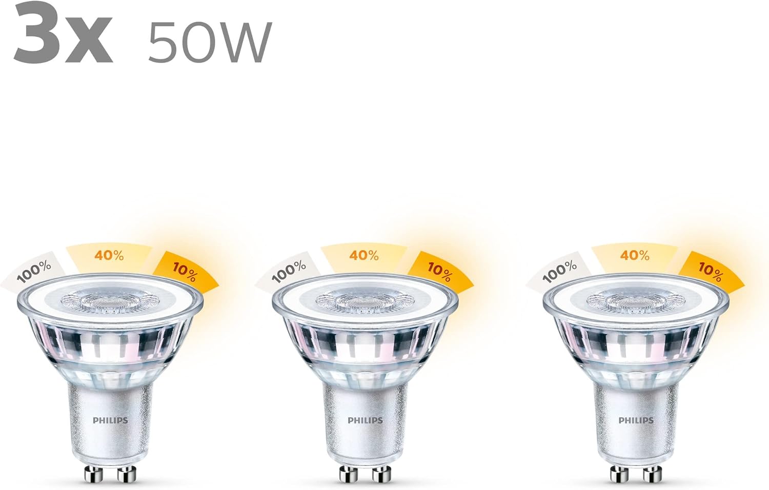 Philips Led Spot Sceneswitch - 50 W - Gu10 - Warmwit Licht - 3 Stuks