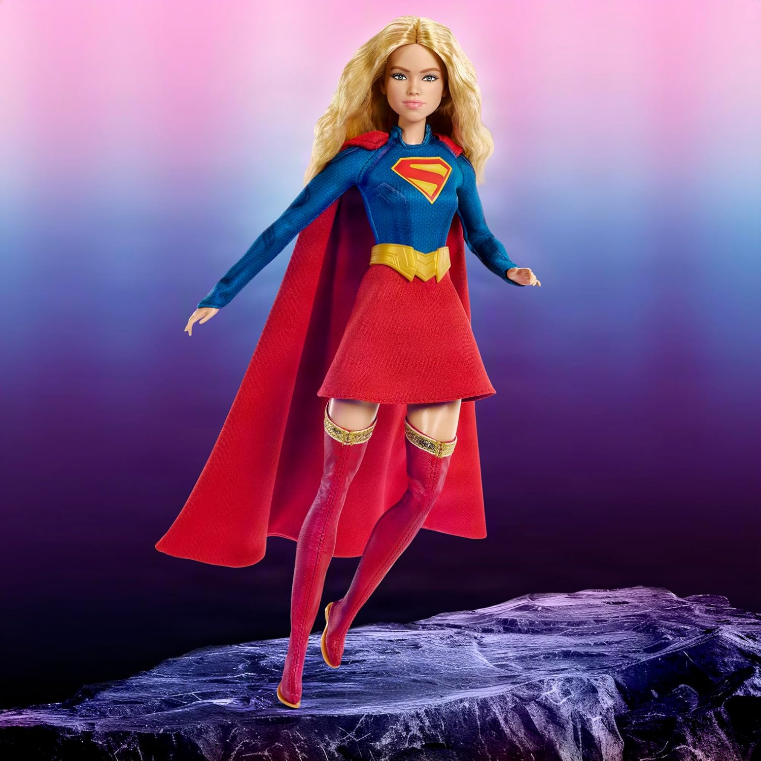 Barbie Signature DC Supergirl Fashion Doll, Blonde with Super Hero Costume & Cape, Collector Doll in Displayable Packaging & Doll Stand, JJY04
