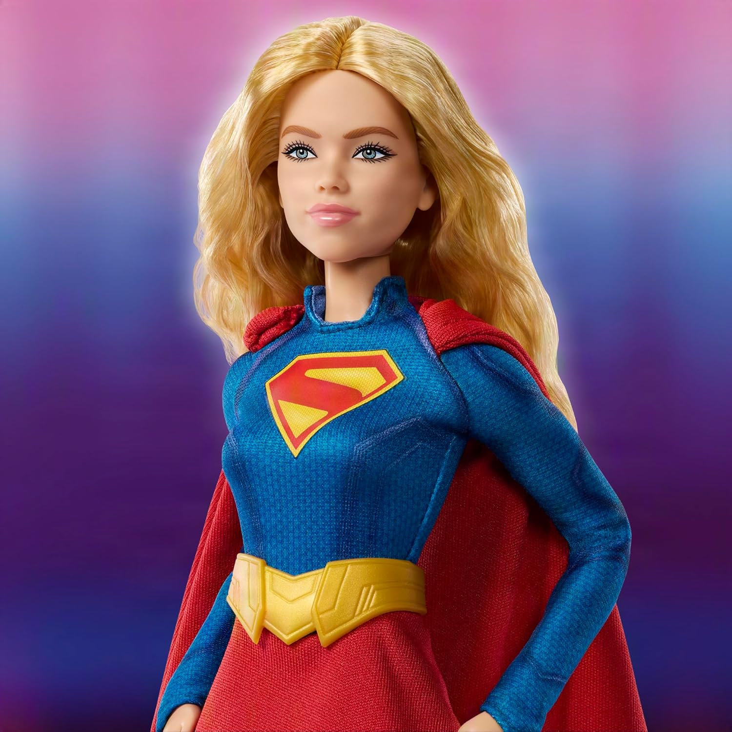 Barbie Signature DC Supergirl Fashion Doll, Blonde with Super Hero Costume & Cape, Collector Doll in Displayable Packaging & Doll Stand, JJY04