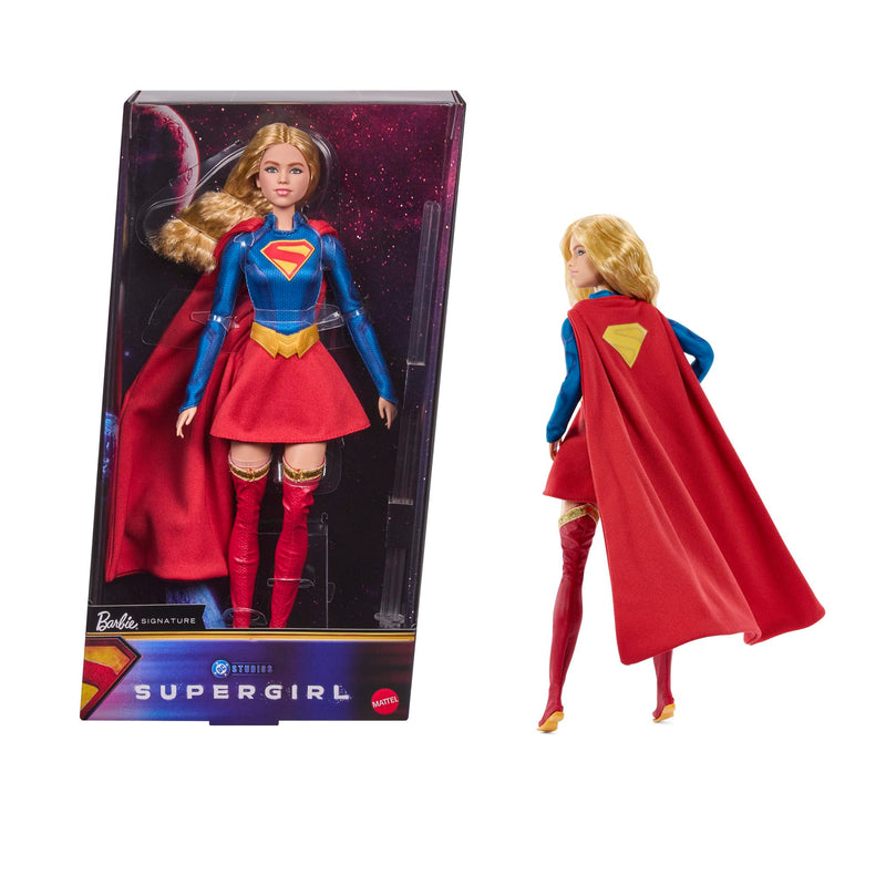 Barbie Signature DC Supergirl Fashion Doll, Blonde with Super Hero Costume & Cape, Collector Doll in Displayable Packaging & Doll Stand, JJY04