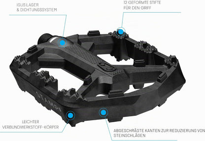 Crankbrothers Stamp Flat MTB-Pedale, Größenangepasst, leicht, vielseitig, langlebig