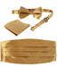 Gioberti Men's Adjustable Satin And Paisley Cummerbund Set With Formal Bow Tie and Pocket Square - gold - One size