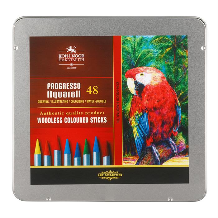 Koh I Noor set of PROGRESSO woodless aquarelle coloured pencils 8786 - tin of 48 pencils