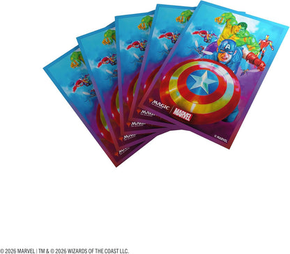 Gamegenic | Magic: The Gathering | Marvel Super Heroes Premium Art Sleeves - Captain America, Team Leader | Trading Card Game Accessory | Ages 13+