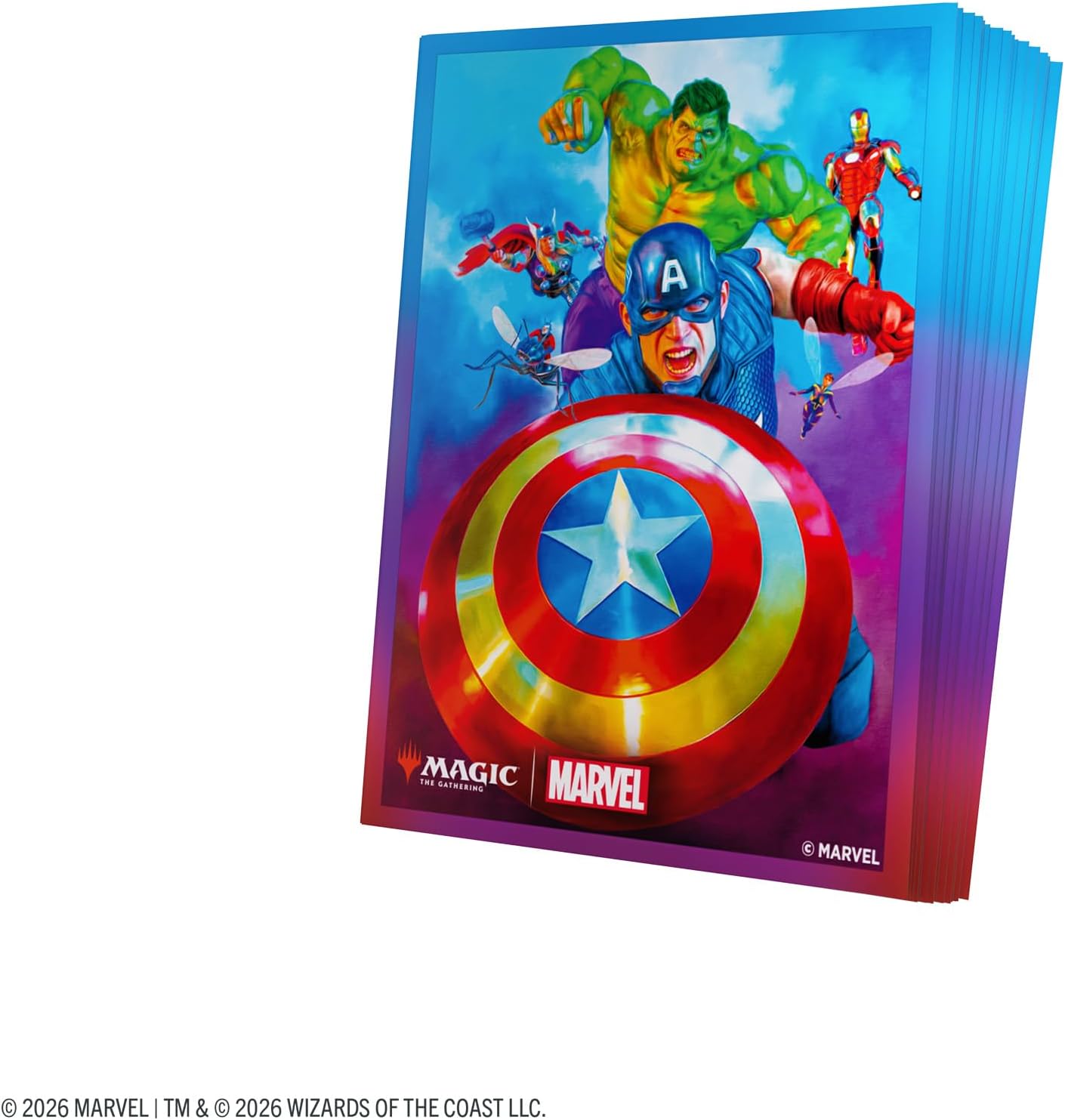 Gamegenic | Magic: The Gathering | Marvel Super Heroes Premium Art Sleeves - Captain America, Team Leader | Trading Card Game Accessory | Ages 13+