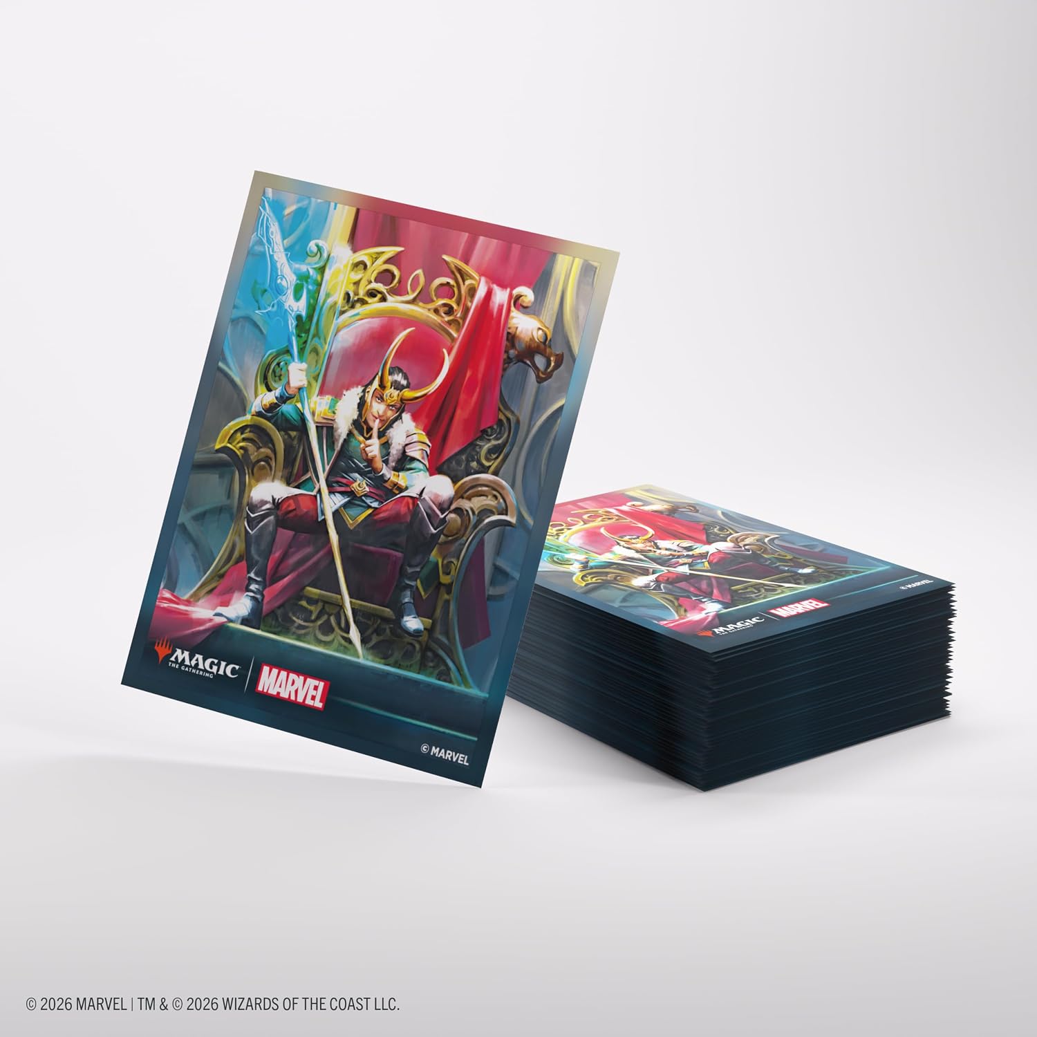 Gamegenic | Magic: The Gathering | Marvel Super Heroes Premium Art Sleeves - Loki/Doctor Doom | Trading Card Game Accessory | Ages 13+