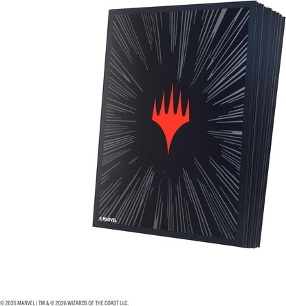 Gamegenic | Magic: The Gathering | Double Sleeving 100 | Comic Burst Black | Magic: The Gathering | Marvel Super Heroes Premium Double Sleeving Pack 100 - Comic Burst Black