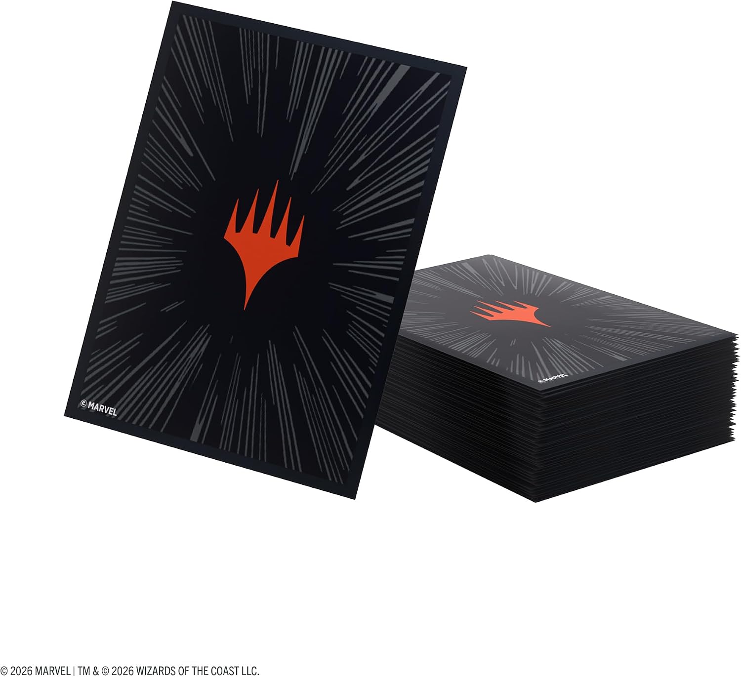 Gamegenic | Magic: The Gathering | Double Sleeving 100 | Comic Burst Black | Magic: The Gathering | Marvel Super Heroes Premium Double Sleeving Pack 100 - Comic Burst Black