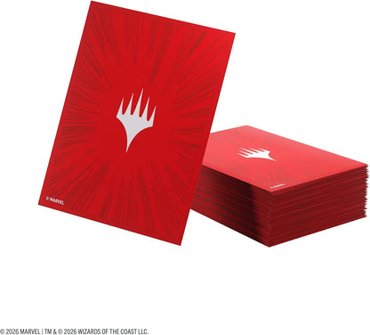 Gamegenic | Magic: The Gathering | Double Sleeving 100 | Comic Burst Red | Magic: The Gathering | Marvel Super Heroes Premium Double Sleeving Pack 100 - Comic Burst Red
