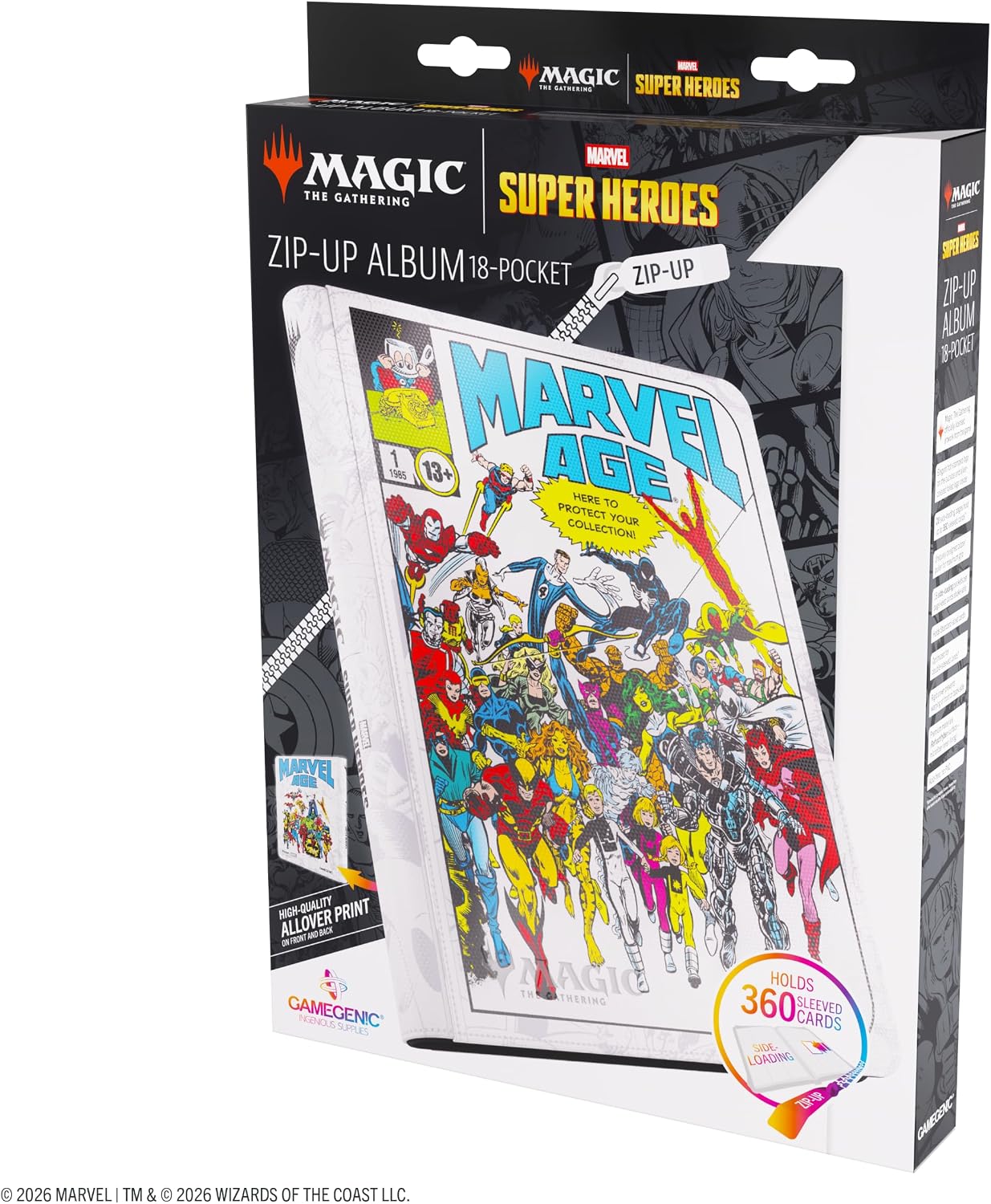 Gamegenic | Magic: The Gathering | Marvel Super Heroes Zip-Up Album 18-Pocket - Marvel Age | Trading Card Game Accessory | Ages 13+