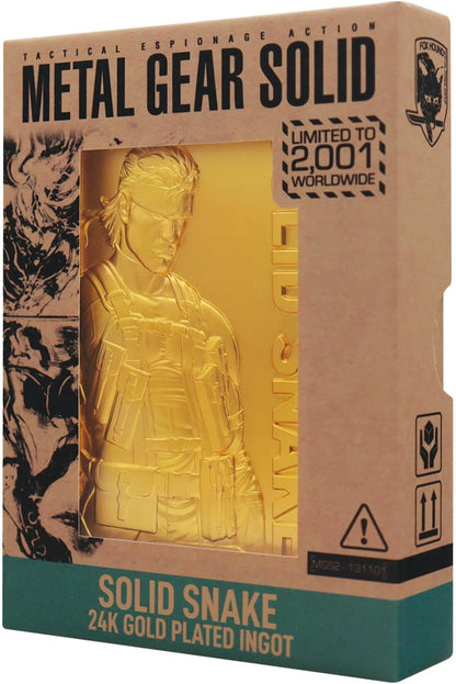 FaNaTtik Metal Gear Solid - Lingotto a serpente placcato oro 24 carati, con licenza ufficiale ed edizione limitata (2.001 in tutto il mondo) con numerazione individuale