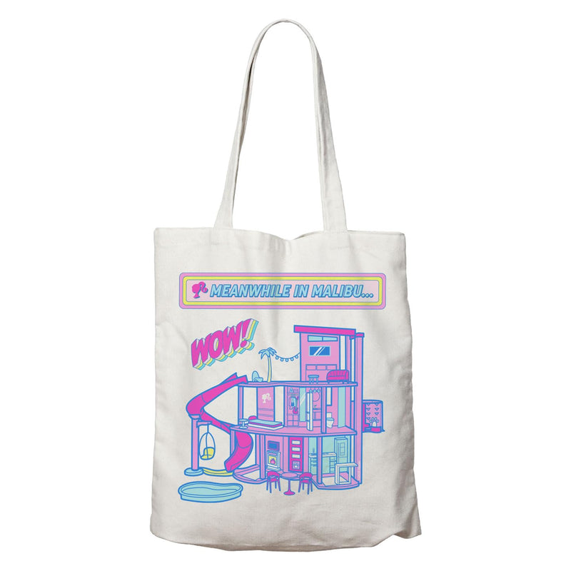 FaNaTtik Barbie Malibu DreamHouse Tragetasche – Offizielle wiederverwendbare Einkaufstasche aus 100 % Baumwolle mit gedrucktem Design, 400 × 400 mm | Wiederverwendbar