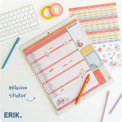 Grupo Erik Calendario Famiglia 2027 Winnie the Pooh - Calendario Magnetico Frigo con Penna, Sticky Notes, Shopping List e Stickers | Planner Mensile con Spazi per Note, Set 2026 a Dic 2027 (30 x 35cm