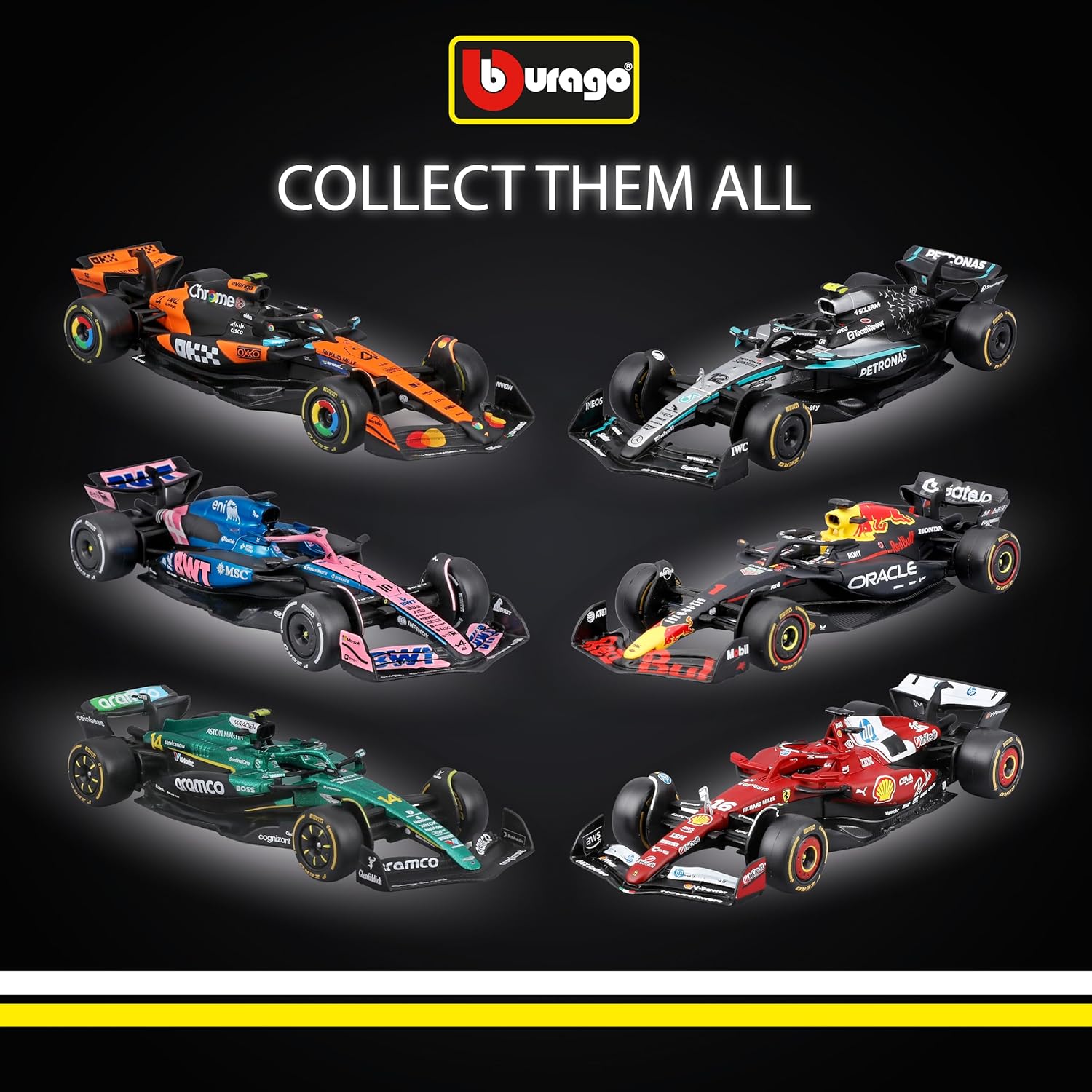 Bburago - F1 Mercedes-AMG W16 2025#63 Russell, 1:43 Scale Diecast Car with Authentic Details, F1 Mercedes Replica, Silver/Black Livery, Official Licence, Recommended Age 3+ Years