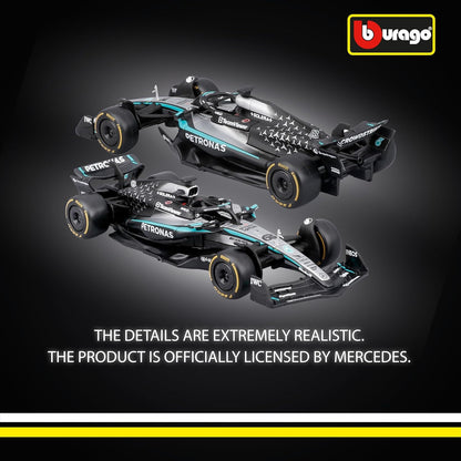 Bburago - F1 Mercedes-AMG W16 2025#63 Russell, 1:43 Scale Diecast Car with Authentic Details, F1 Mercedes Replica, Silver/Black Livery, Official Licence, Recommended Age 3+ Years