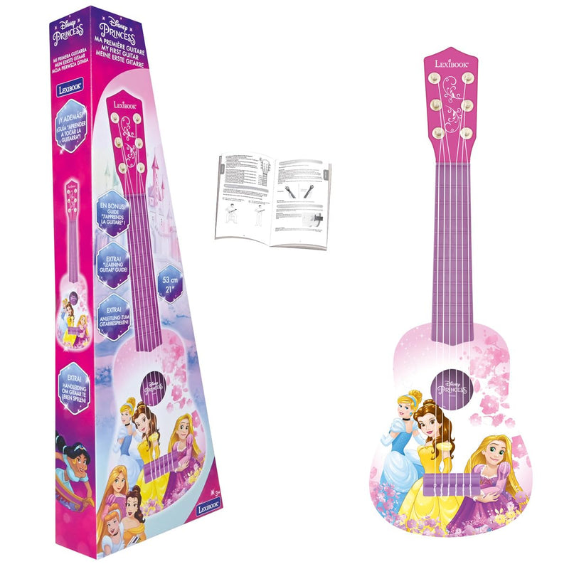 Lexibook, Disney Princess, My First Guitar for children, 6 nylon strings, 21" long, guide included, pink, K200DP