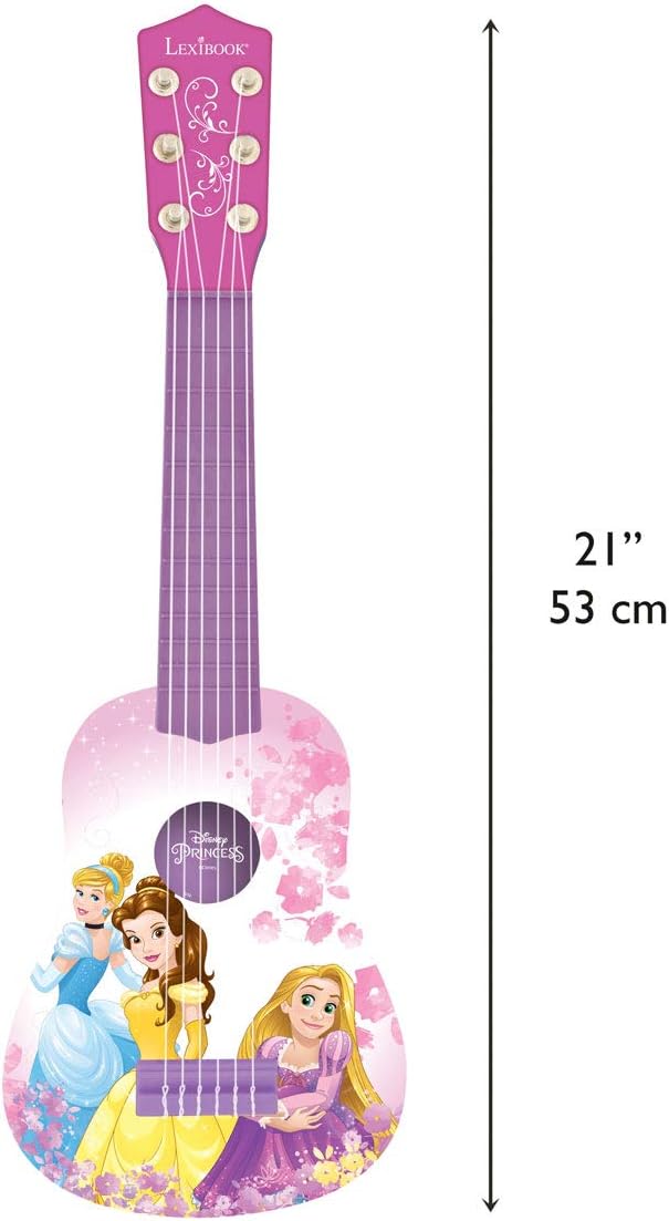 Lexibook, Disney Princess, My First Guitar for children, 6 nylon strings, 21" long, guide included, pink, K200DP