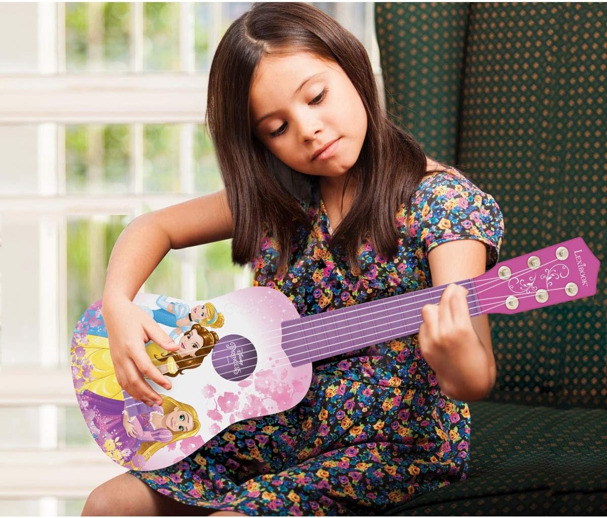 Lexibook, Disney Princess, My First Guitar for children, 6 nylon strings, 21" long, guide included, pink, K200DP