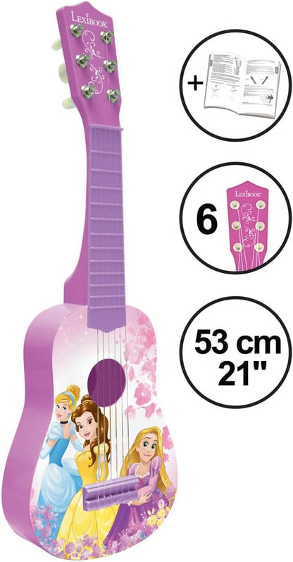 Lexibook, Disney Princess, My First Guitar for children, 6 nylon strings, 21" long, guide included, pink, K200DP