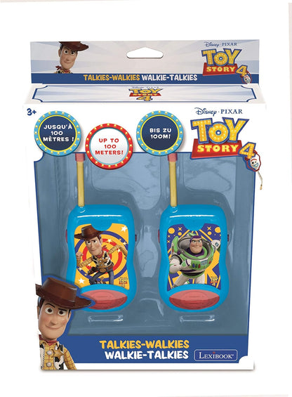 LEXIBOOK Toy Story 4 Woody Buzz Lightyear Walkie-talkies, communication game for children, Belt clip for transport, Battery, Blue/Red, TW12TS