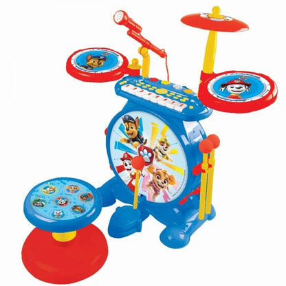 Lexibook, La Pat'Patrouille, Batterie Électronique pour Enfant, Jeu Musical, Jouet Mixte, Vrai Son de Batterie, Clavier 8 Notes, Prise pour MP3, siège Inclus, Bleu/Rouge, K610PA