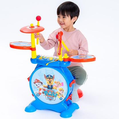 Lexibook, La Pat'Patrouille, Batterie Électronique pour Enfant, Jeu Musical, Jouet Mixte, Vrai Son de Batterie, Clavier 8 Notes, Prise pour MP3, siège Inclus, Bleu/Rouge, K610PA