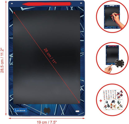 LEXIBOOK, Spider-Man, Magic Slate, Artistic and creative toy for girls and boys, Multicoloured drawings, 28 cm screen, Includes 1 stylus and 6 stencils, Blue, CRT10SP