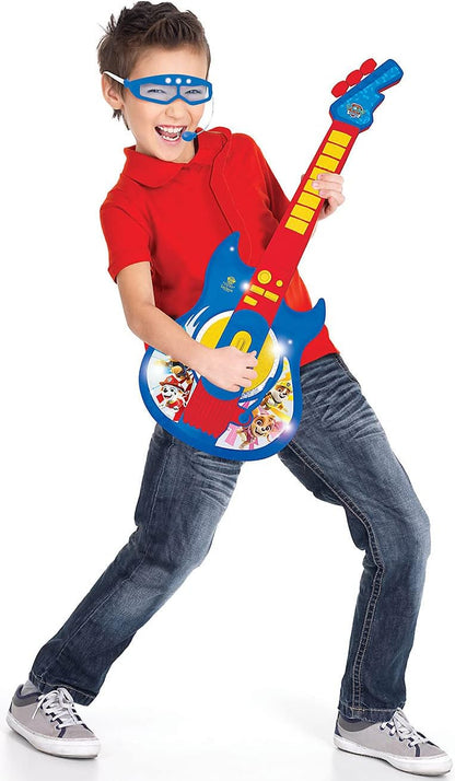 Lexibook, La Pat'Patrouille, Guitare électronique lumineuse avec micro, lunettes avec microphone, mélodies, 2 modes de jeu, prise pour MP3, bleu/rouge, K260PA
