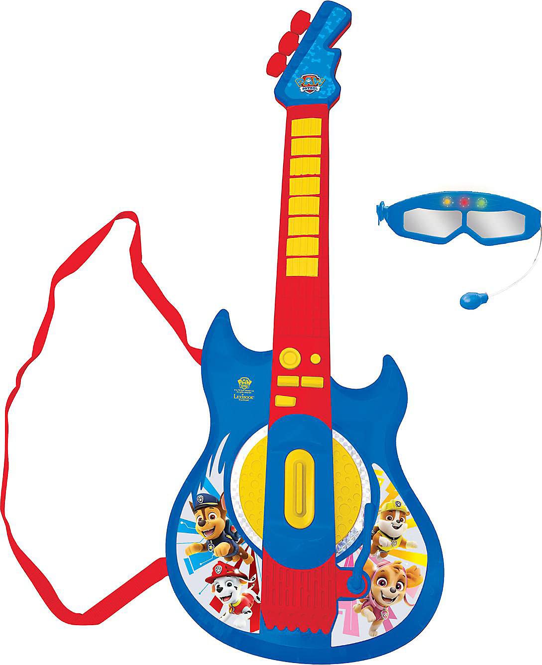 Lexibook, La Pat'Patrouille, Guitare électronique lumineuse avec micro, lunettes avec microphone, mélodies, 2 modes de jeu, prise pour MP3, bleu/rouge, K260PA