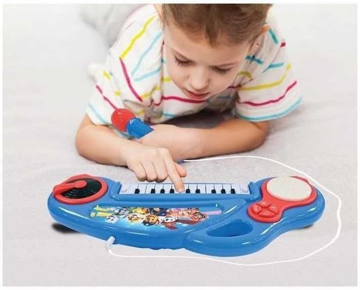 Lexibook, La Pat' Patrouille, Piano électronique pour Enfants avec Effets Lumineux, Microphone, Batterie, Haut-Parleur intégré, mélodies de démonstration, Lecteur DJ, Bleu/Rouge, K704PA