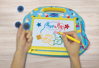Lexibook, Peppa Pig, Mehrfarbige magische Schiefertafel, 3 Magnetstempel und Stift enthalten, Künstlerisches und kreatives Spielzeug zum Malen in Farbe, Blau/Gelb, CRPP550