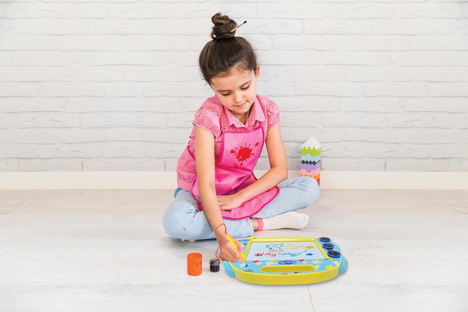 Lexibook, Peppa Pig, Mehrfarbige magische Schiefertafel, 3 Magnetstempel und Stift enthalten, Künstlerisches und kreatives Spielzeug zum Malen in Farbe, Blau/Gelb, CRPP550