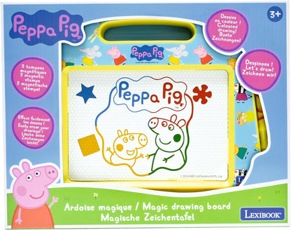 Lexibook, Peppa Pig, Mehrfarbige magische Schiefertafel, 3 Magnetstempel und Stift enthalten, Künstlerisches und kreatives Spielzeug zum Malen in Farbe, Blau/Gelb, CRPP550