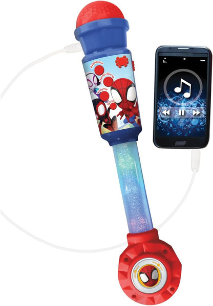 LEXIBOOK, Spider-Man Microphone with Light Tube, Speaker, Melodies, and Sound Effects, MIC90SP