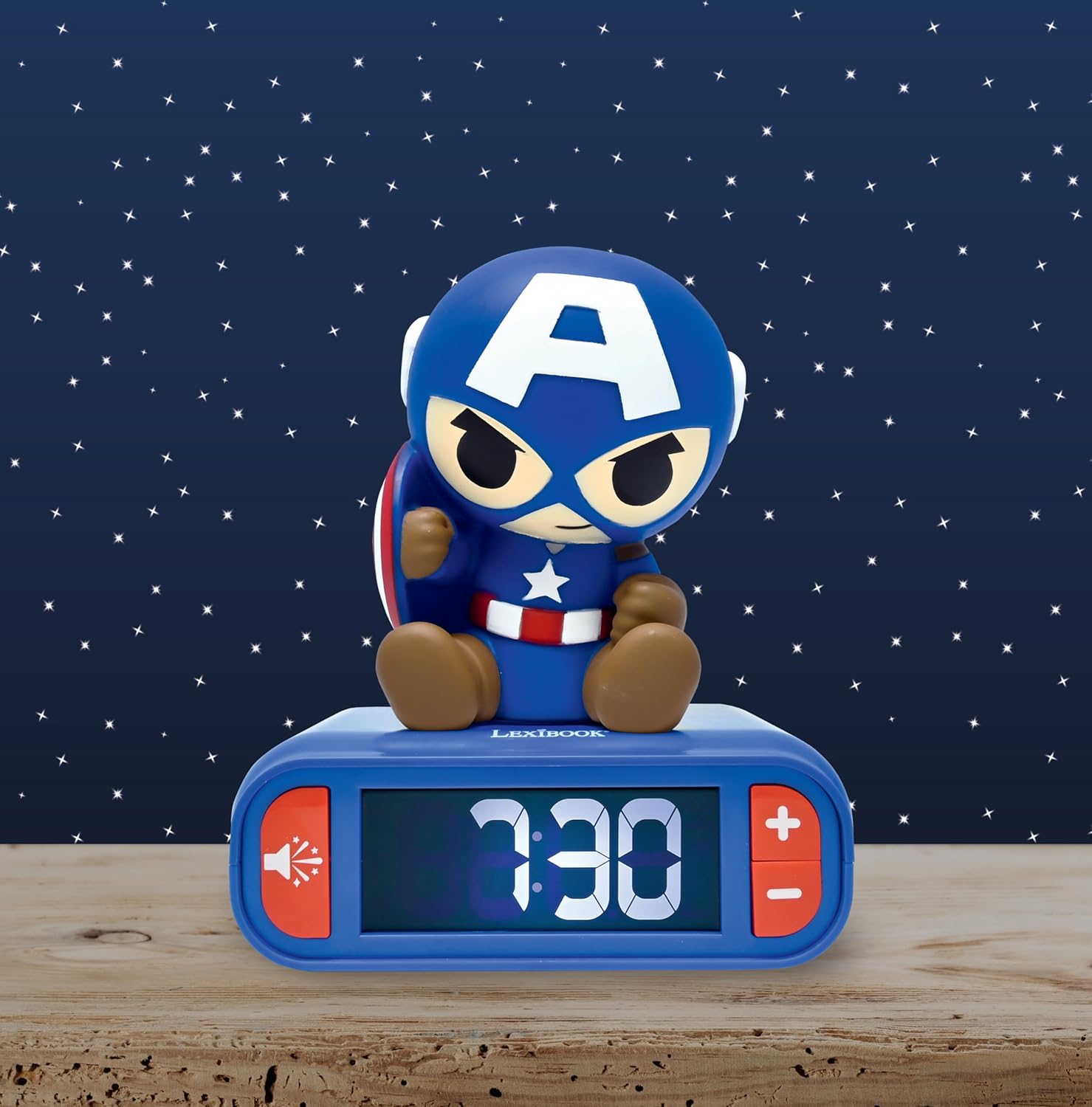 Lexibook, Marvel Avengers, Avengers Nachtlicht Wecker, Sounds und Melodien, Hintergrundbeleuchtetes LCD-Display, Leuchtend, Snooze, RL800AV1