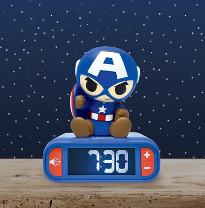 Lexibook, Marvel Avengers, Avengers Nachtlicht Wecker, Sounds und Melodien, Hintergrundbeleuchtetes LCD-Display, Leuchtend, Snooze, RL800AV1
