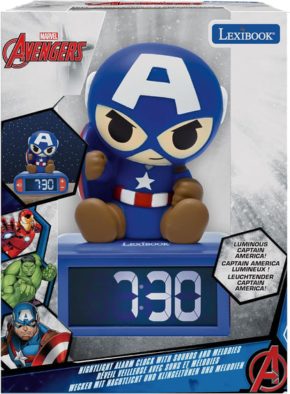Lexibook, Marvel Avengers, Avengers Nachtlicht Wecker, Sounds und Melodien, Hintergrundbeleuchtetes LCD-Display, Leuchtend, Snooze, RL800AV1