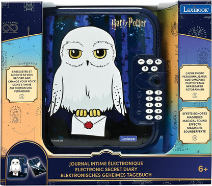 LEXIBOOK, Harry Potter, Hedwige electronic diary with pen and notebook included, interactive, password, fun features, sound effects, Black/White, SD50HP1