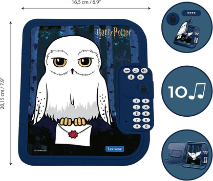 LEXIBOOK, Harry Potter, Hedwige electronic diary with pen and notebook included, interactive, password, fun features, sound effects, Black/White, SD50HP1