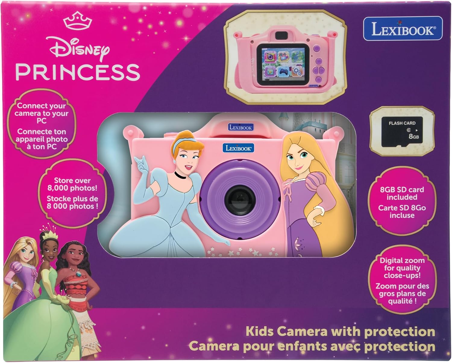 LEXIBOOK, Disney Princesses, Children's Camera with Disney Princesses Protection, Pink, DJ078DP